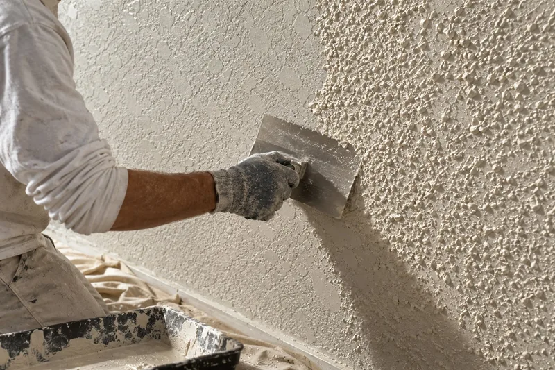 Knockdown texture worked into an interior plaster finish