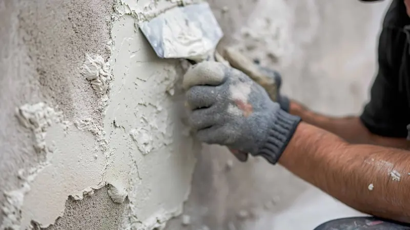 Fiber-reinforced one-coat stucco base going on in a single pass